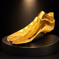 Goldener Low-Poly-Fußballschuh-Wandhalter in Seitenansicht