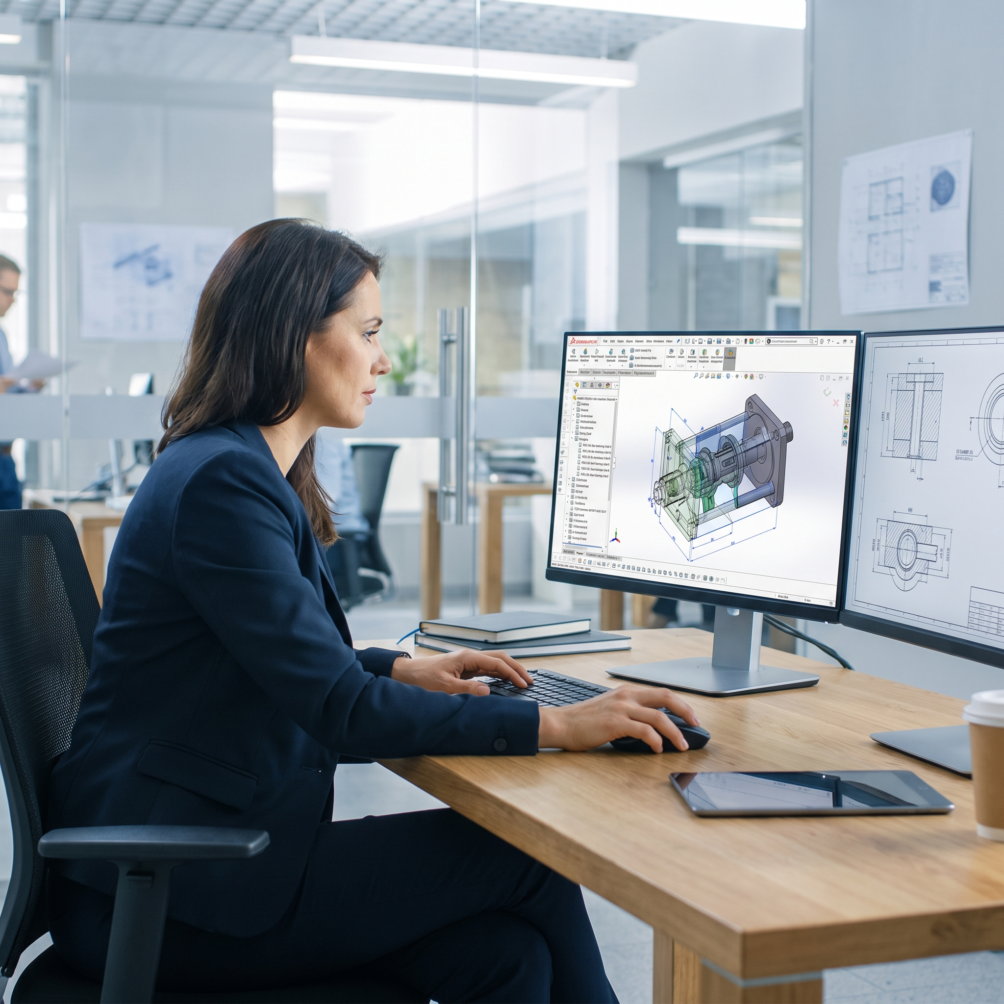 Professionelle CAD-Konstruktion eines technischen Bauteils